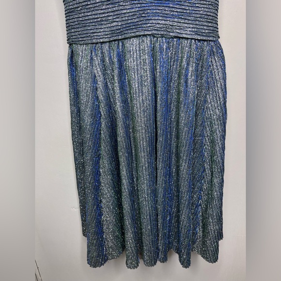 Lulu's Stop the Show Blue Glitter Skater Dress - Picture 5 of 10